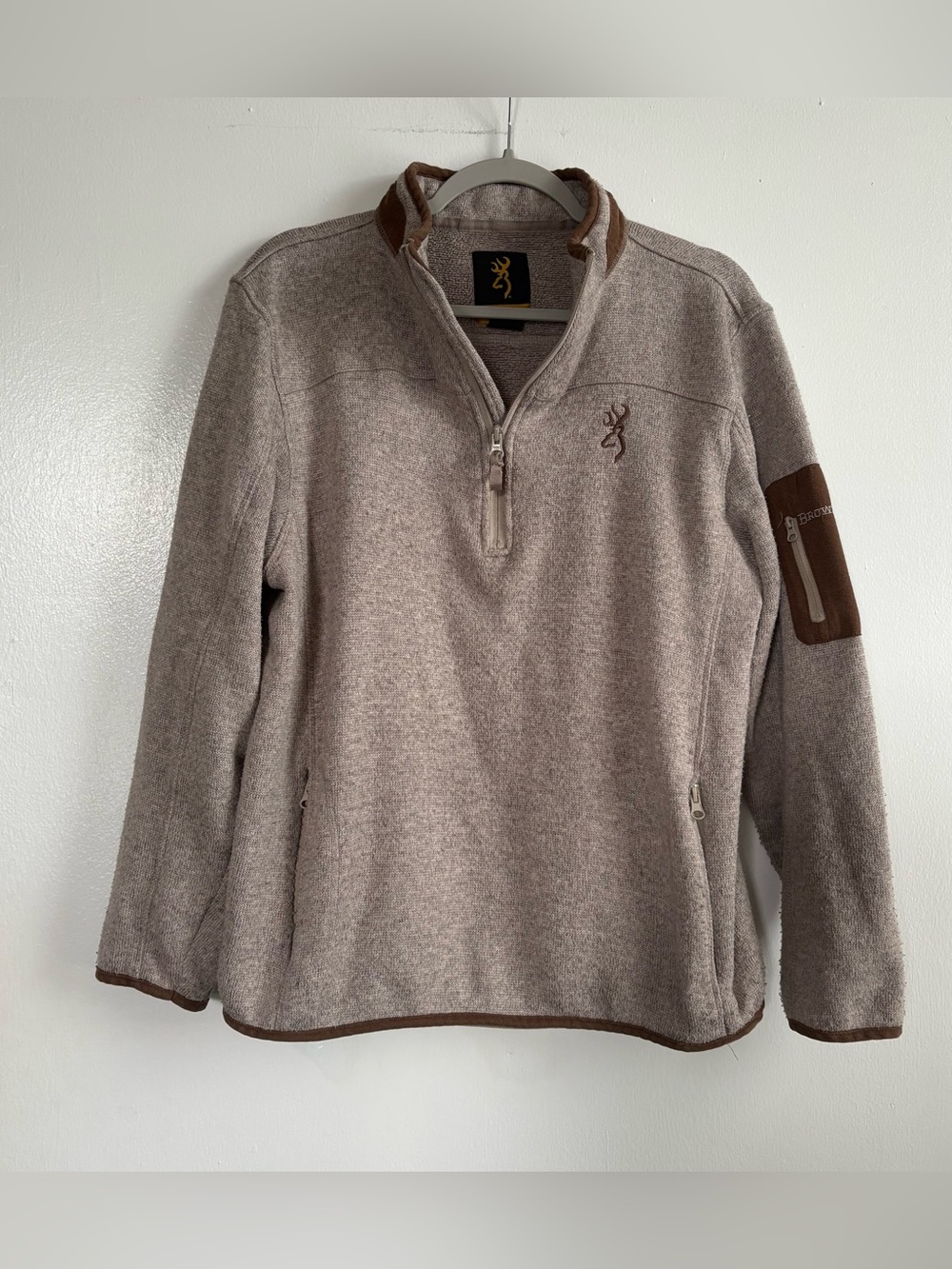 Browning Women’s Brown Fleece Quarter-Zip Pullover Sweater Medium